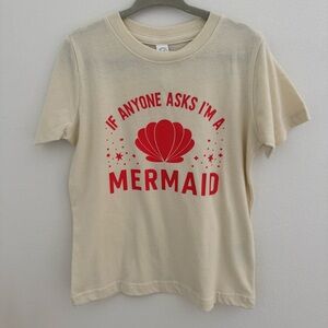Cream T-Shirt with pink Mermaid Print